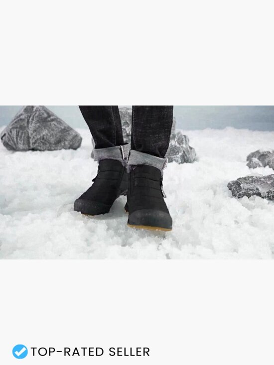 Men’s Snow Boots Water Resistant Non-slip Faux Fur Lined High Top Winter Shoes